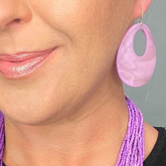 Necklace and earring set, boho/artisnal layered look in rich purple shades, EUC - Picture 3 of 14